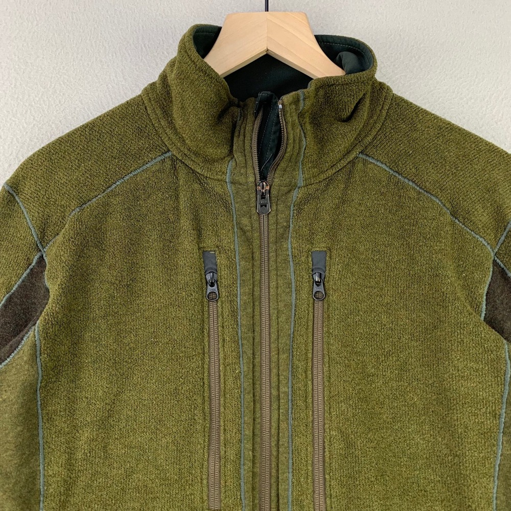 KUHL Interceptr Fleece Jacket Mens Medium Green Full Zip Outdoor Lightweight